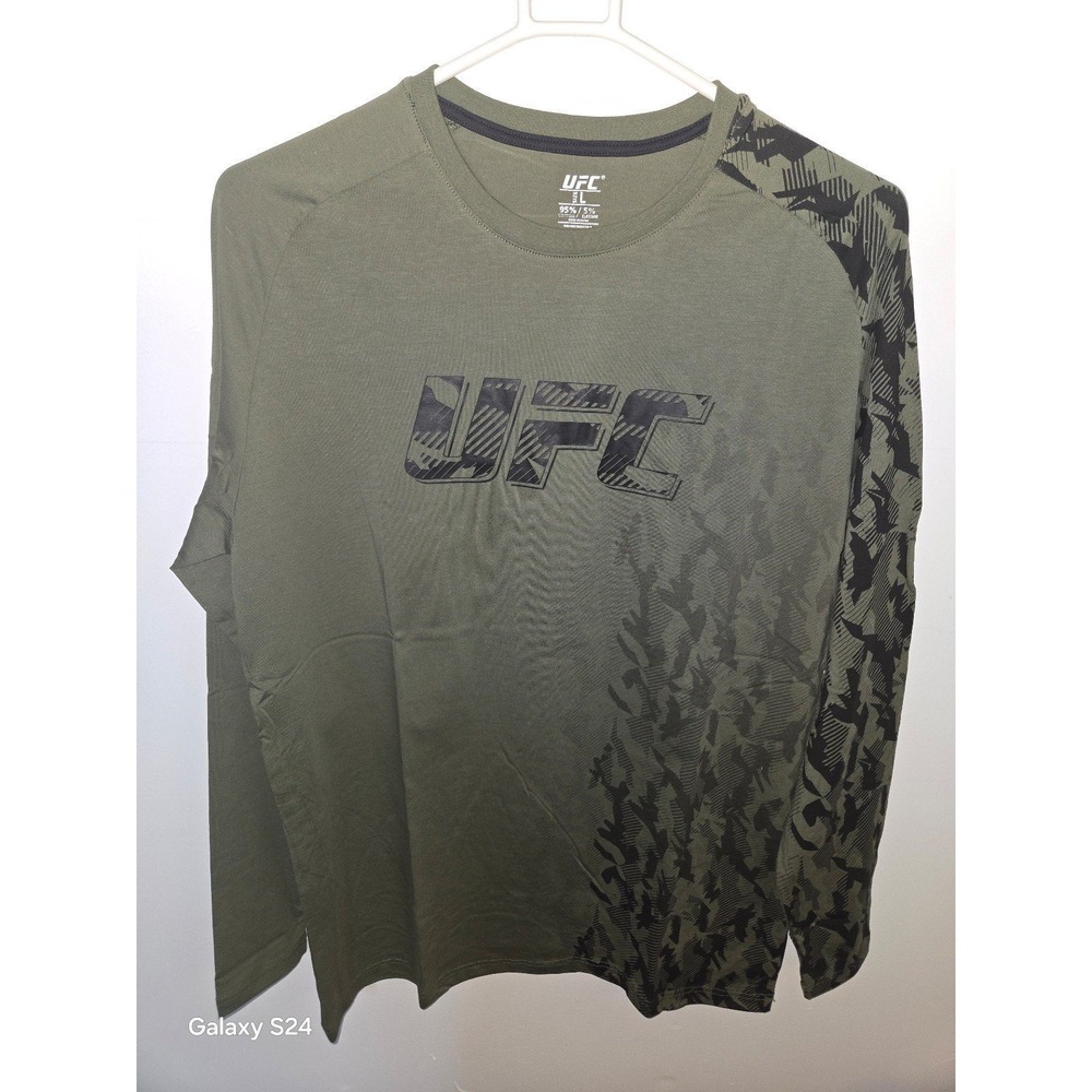 UFC Shirt Men Green Black Camouflage Cotton Stretch Shirt And Shorts Set Size L